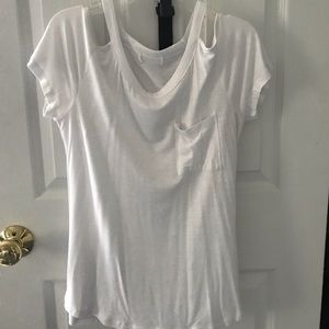 Cut shoulder white top